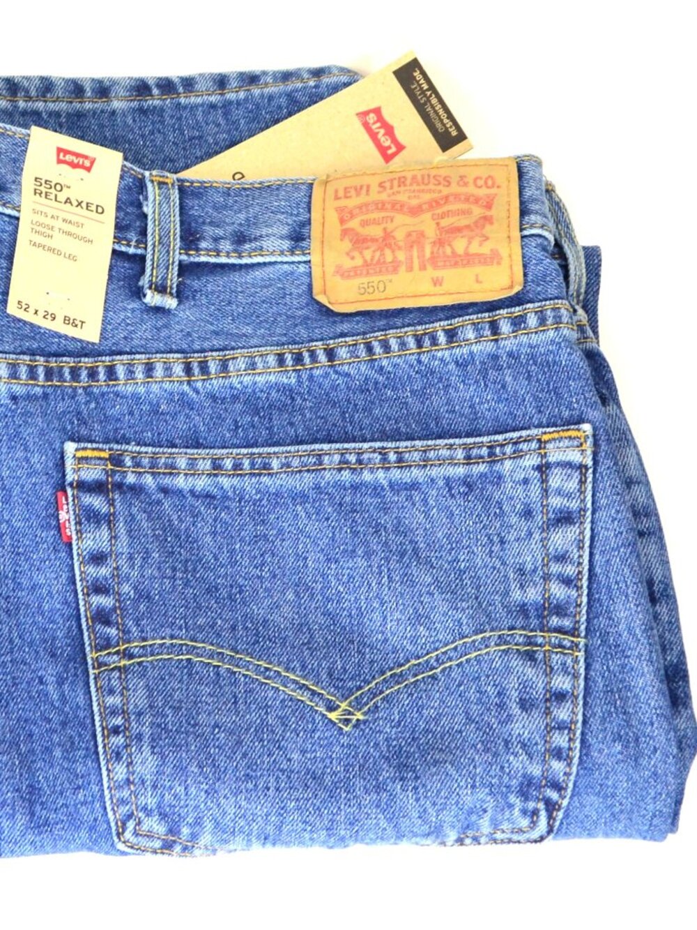 Levi's 550 Men's Size W52 L29 Blue Relaxed Fit Denim Jeans NWT
